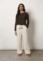 Pantaloni in misto lino con cintura