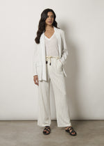 Pantaloni in misto lino gessati