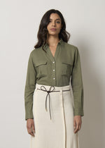 Camicia in misto lino con tasche
