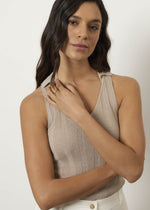 Top in maglia misto lino