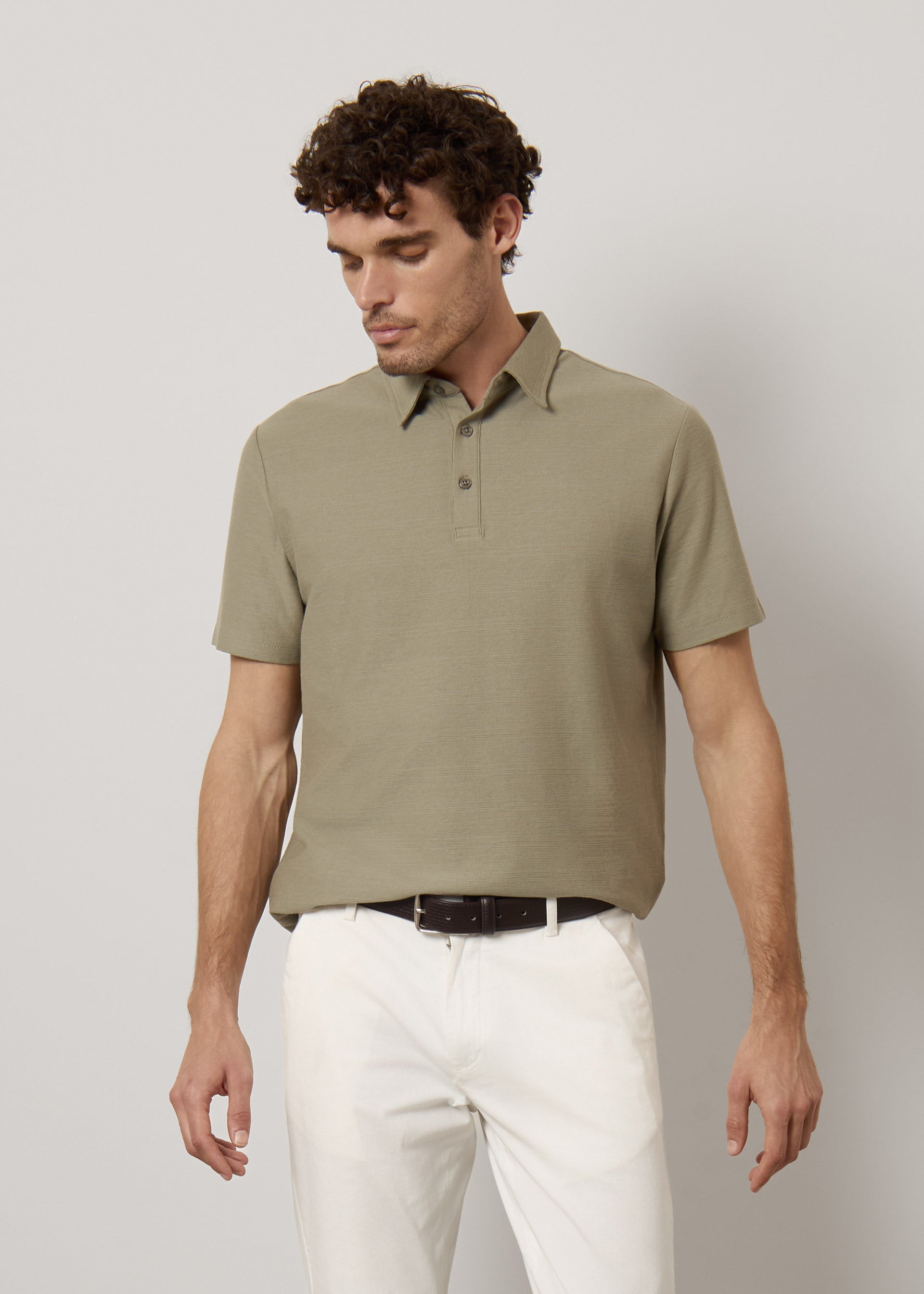 Polo in jersey di puro cotone textured
