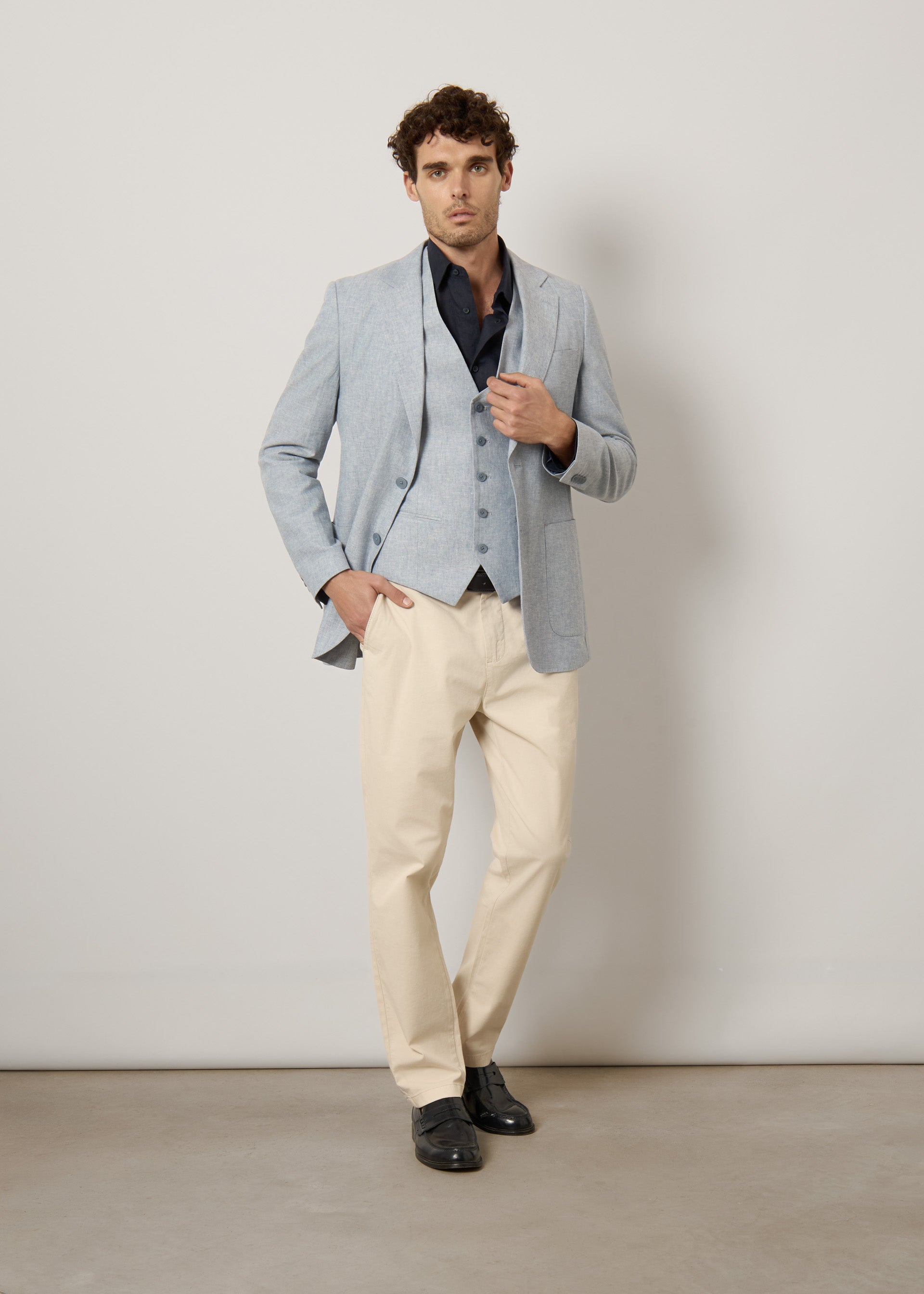 Gilet classico in cotone e lino