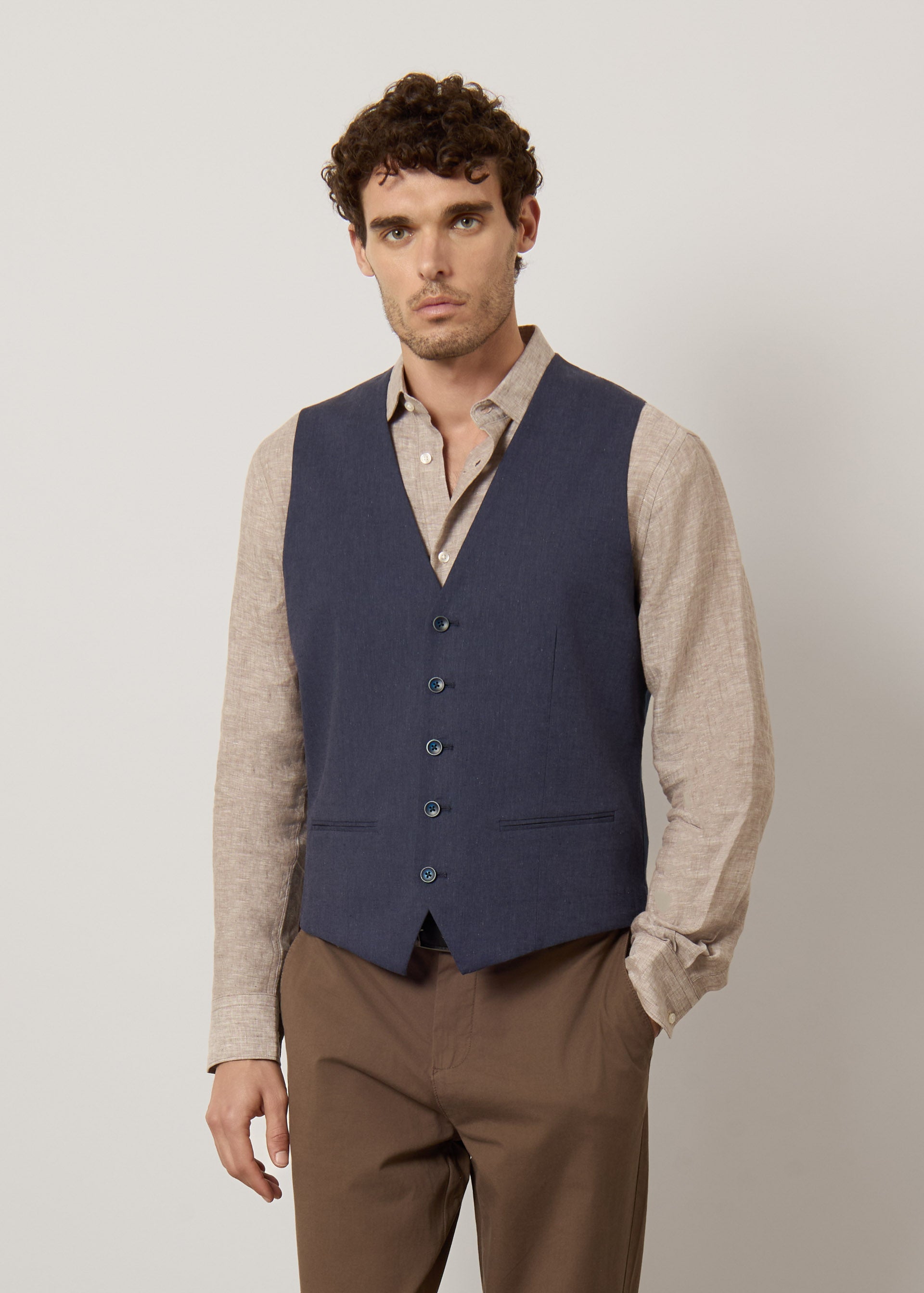 Gilet classico in cotone e lino