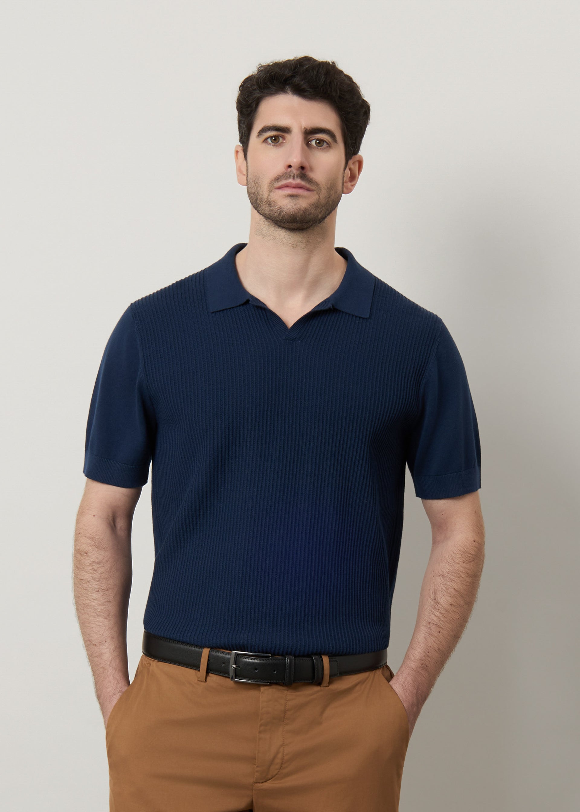 Polo in maglia lavorata di puro cotone