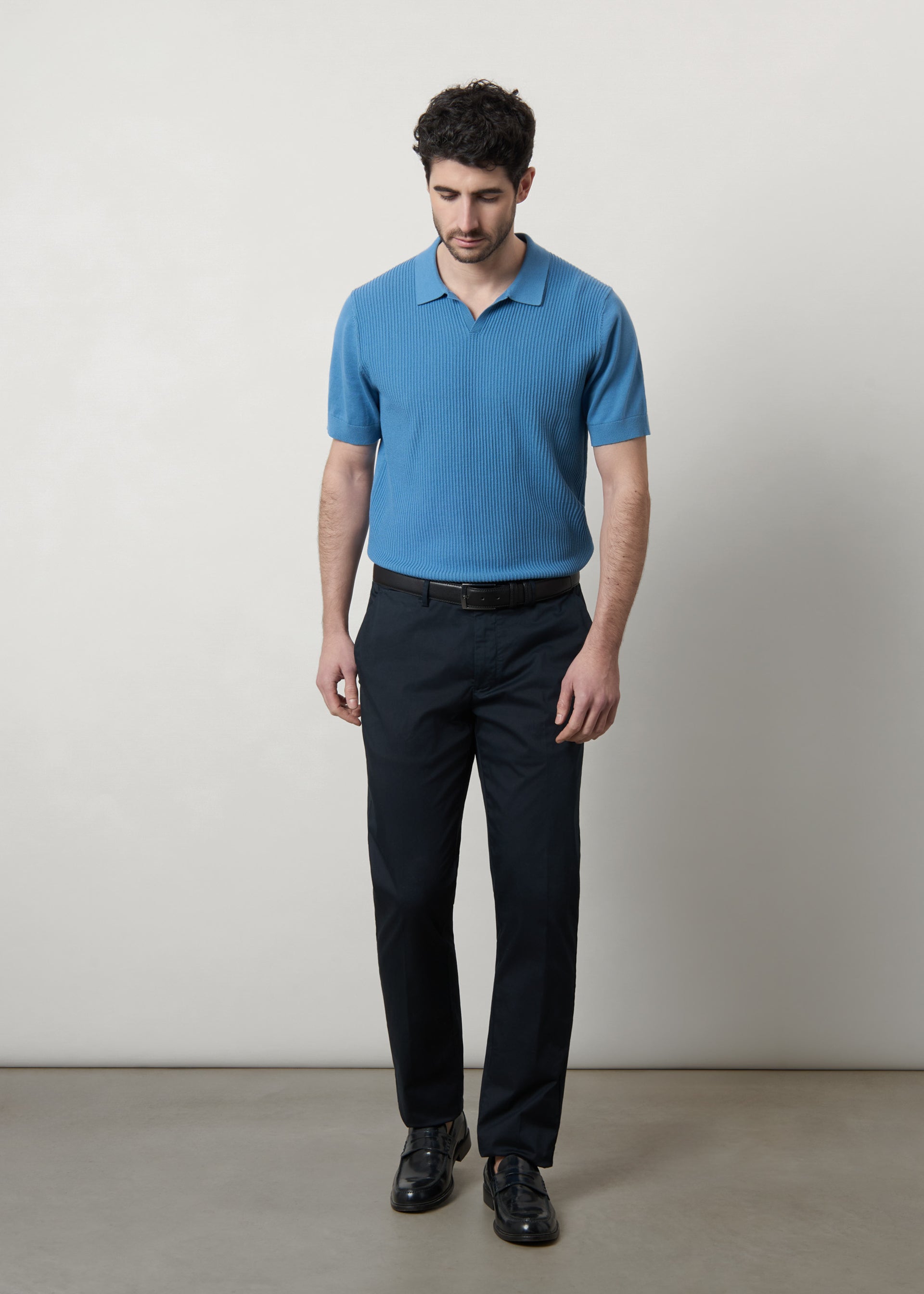 Polo in maglia lavorata di puro cotone