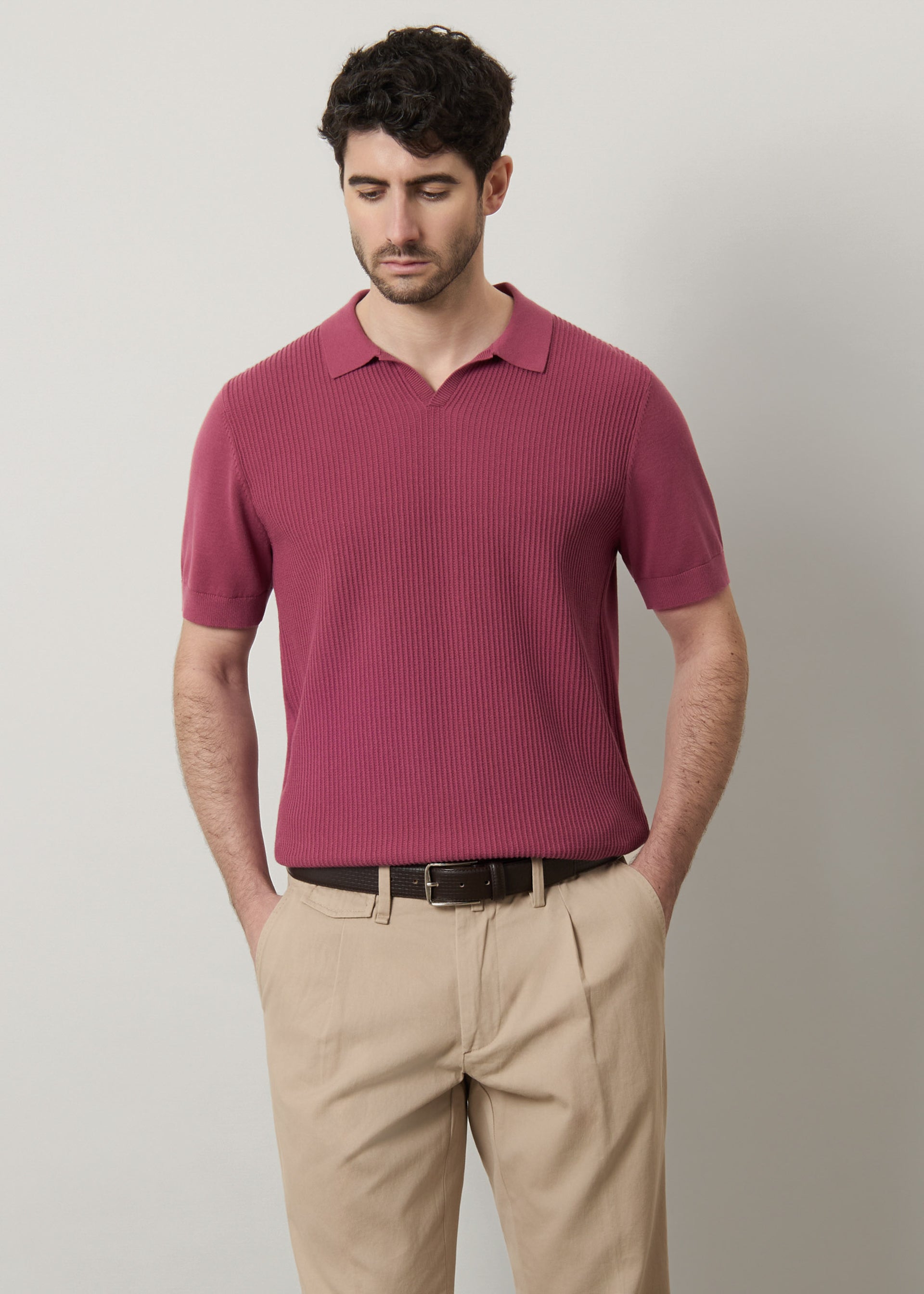 Polo in maglia lavorata di puro cotone