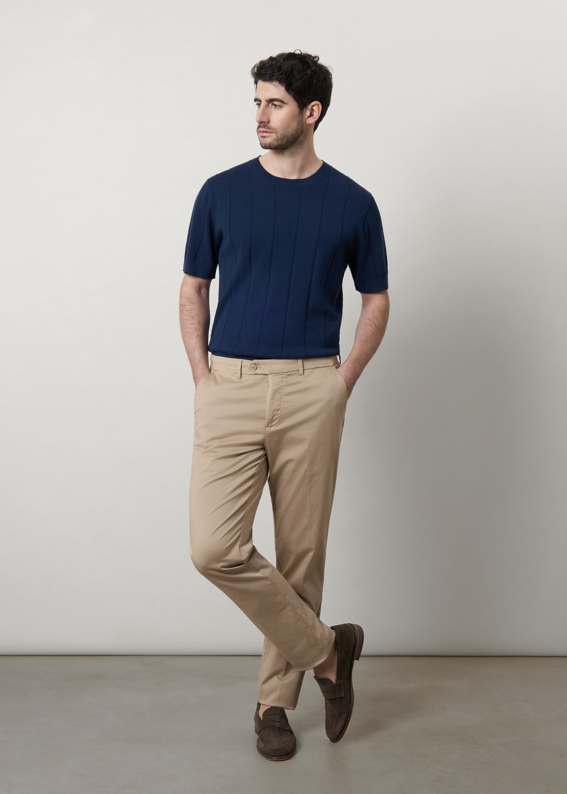 T-shirt in maglia lavorata di puro cotone