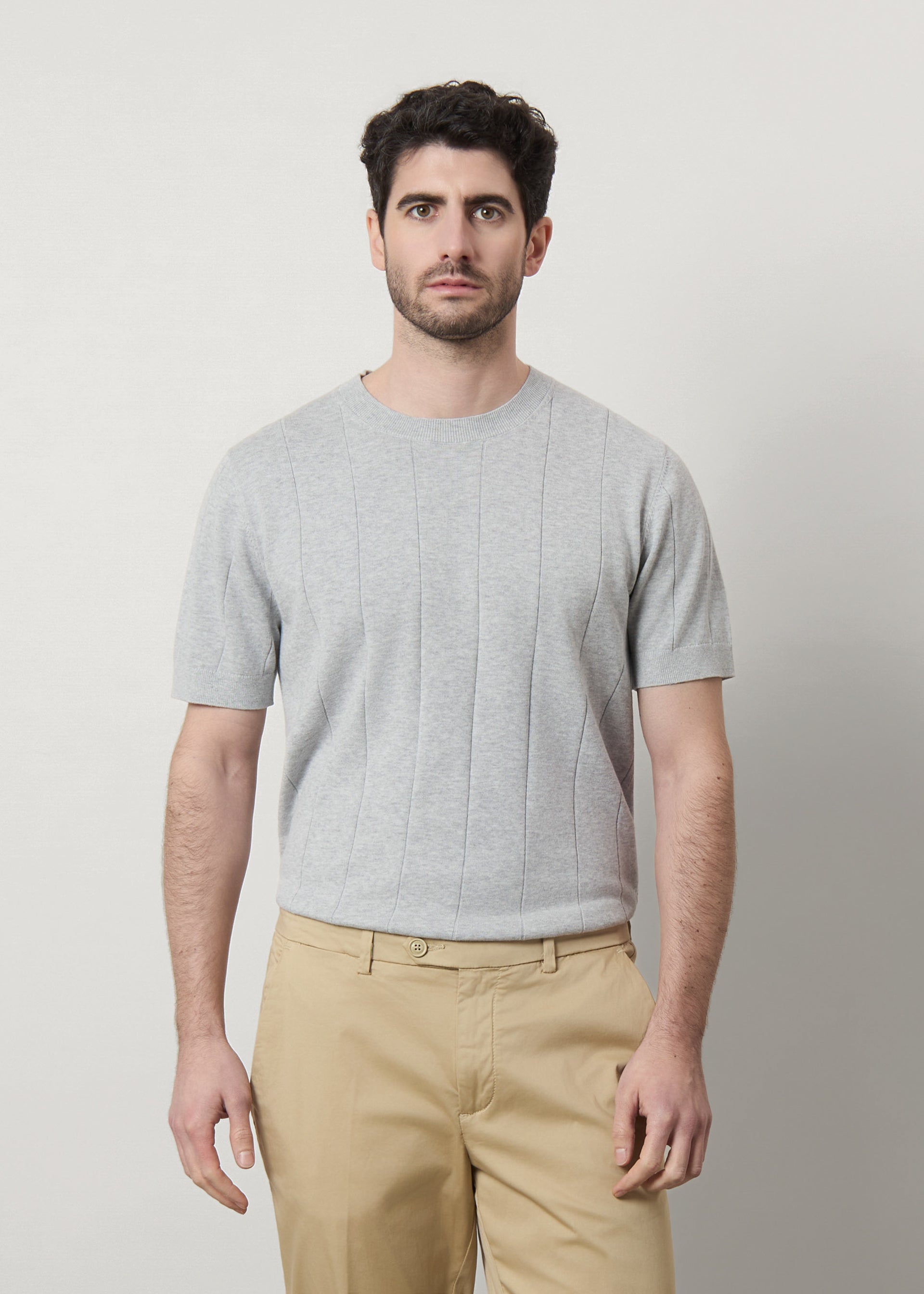 T-shirt in maglia lavorata di puro cotone