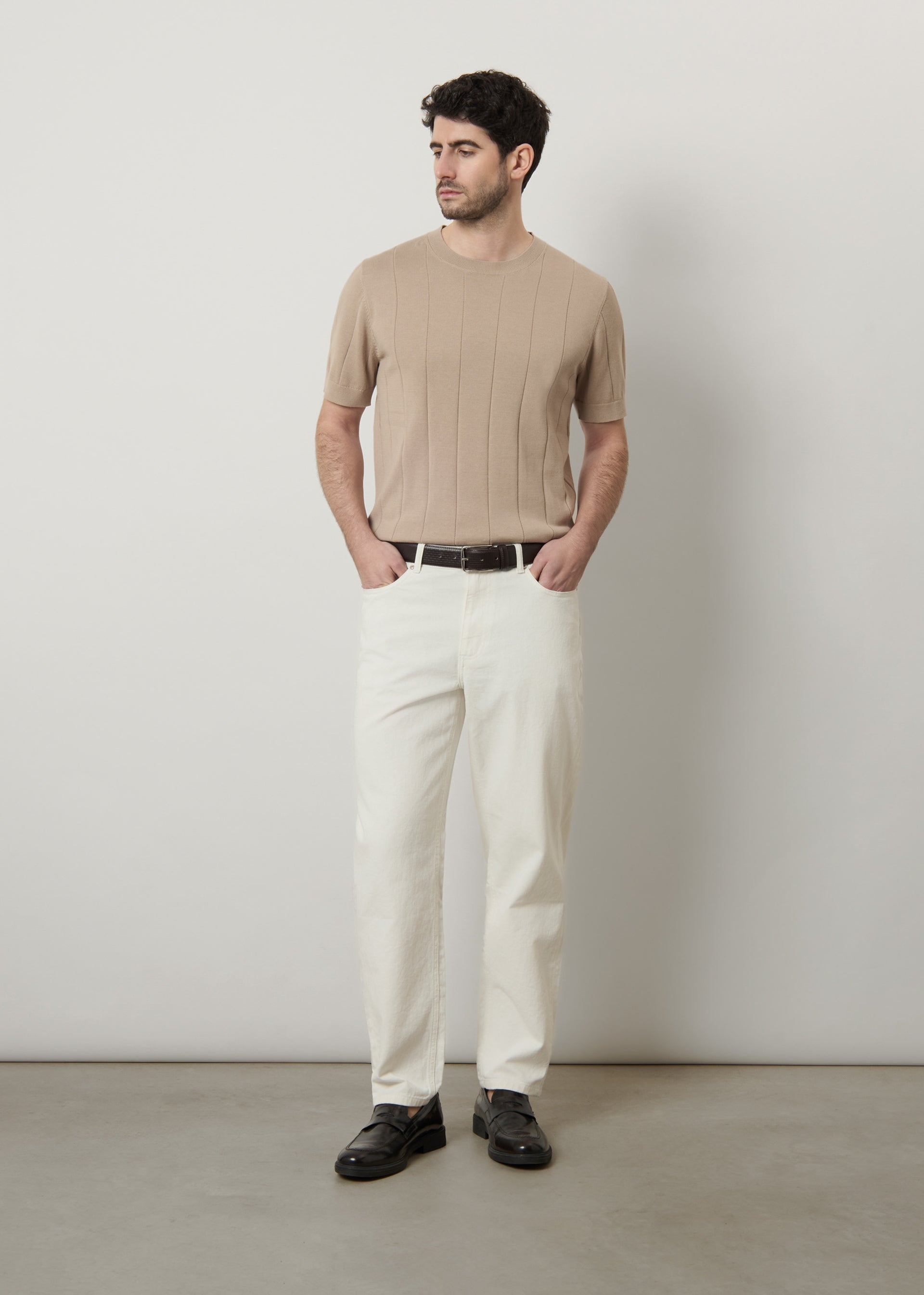 T-shirt in maglia lavorata di puro cotone