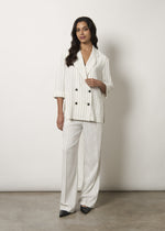 Blazer over in misto lino gessato
