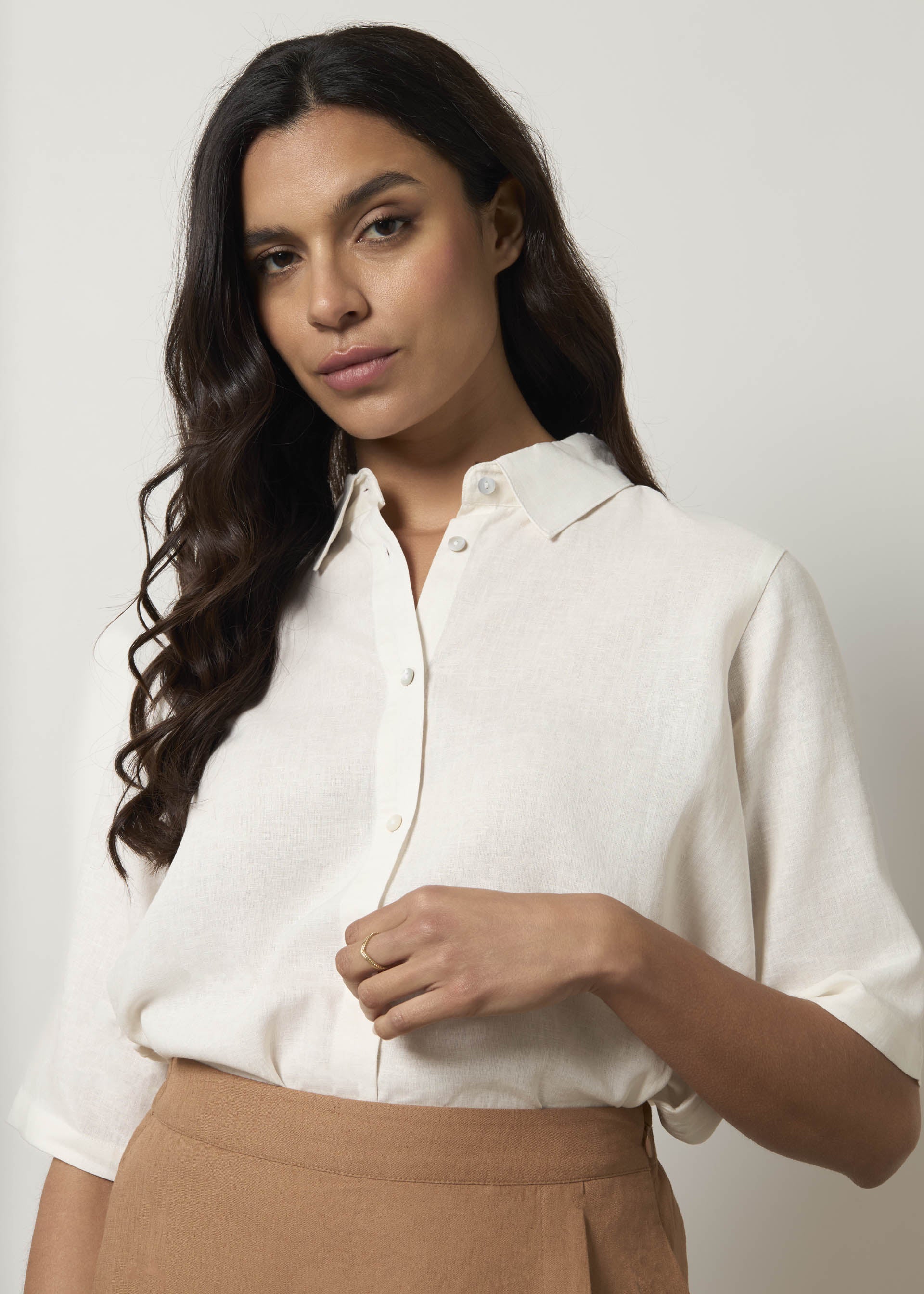 Camicia in misto lino maniche corte