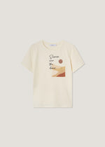 T-shirt in cotone stampa e strass