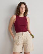 Top in costina di cotone elasticizzata