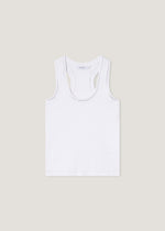Top in costina di cotone con strass