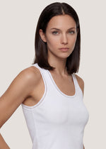 Top in costina di cotone con strass
