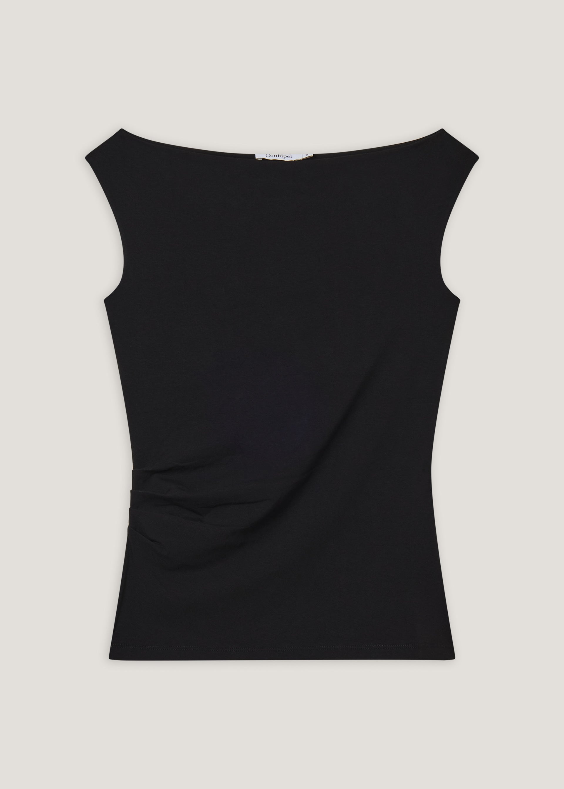 Top in cotone stretch con arriccio