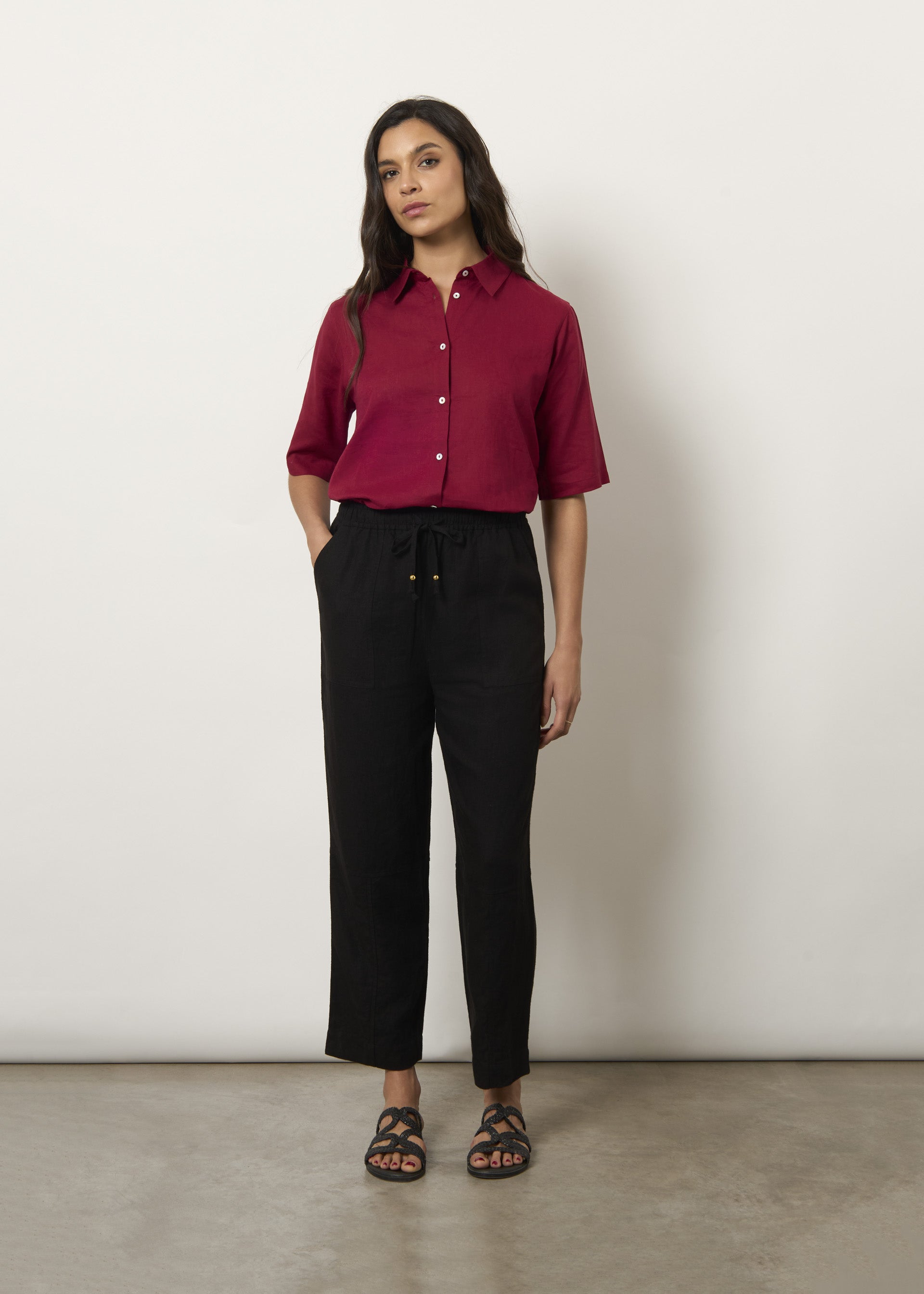 Pantaloni jogger in misto lino