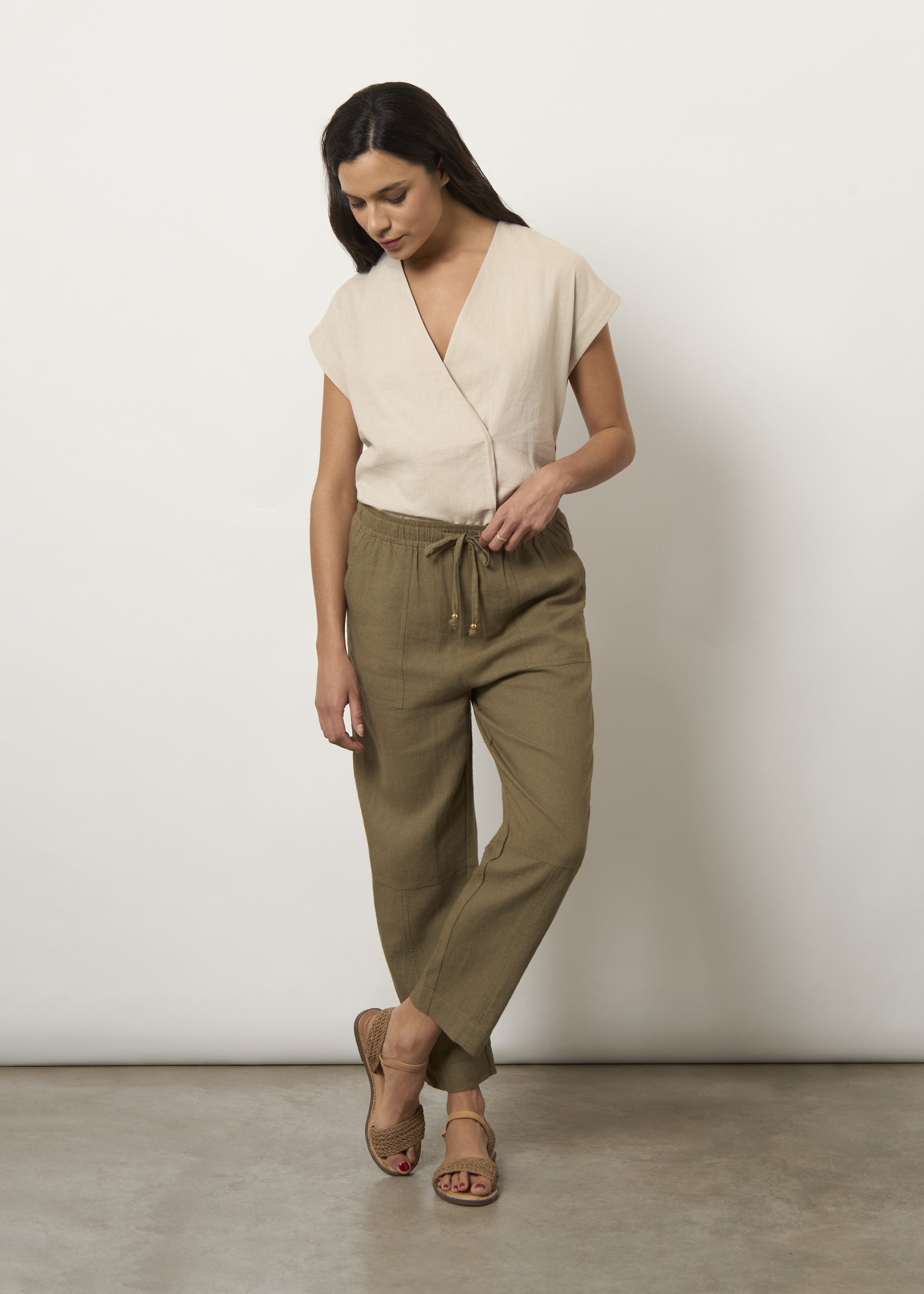 Pantaloni jogger in misto lino