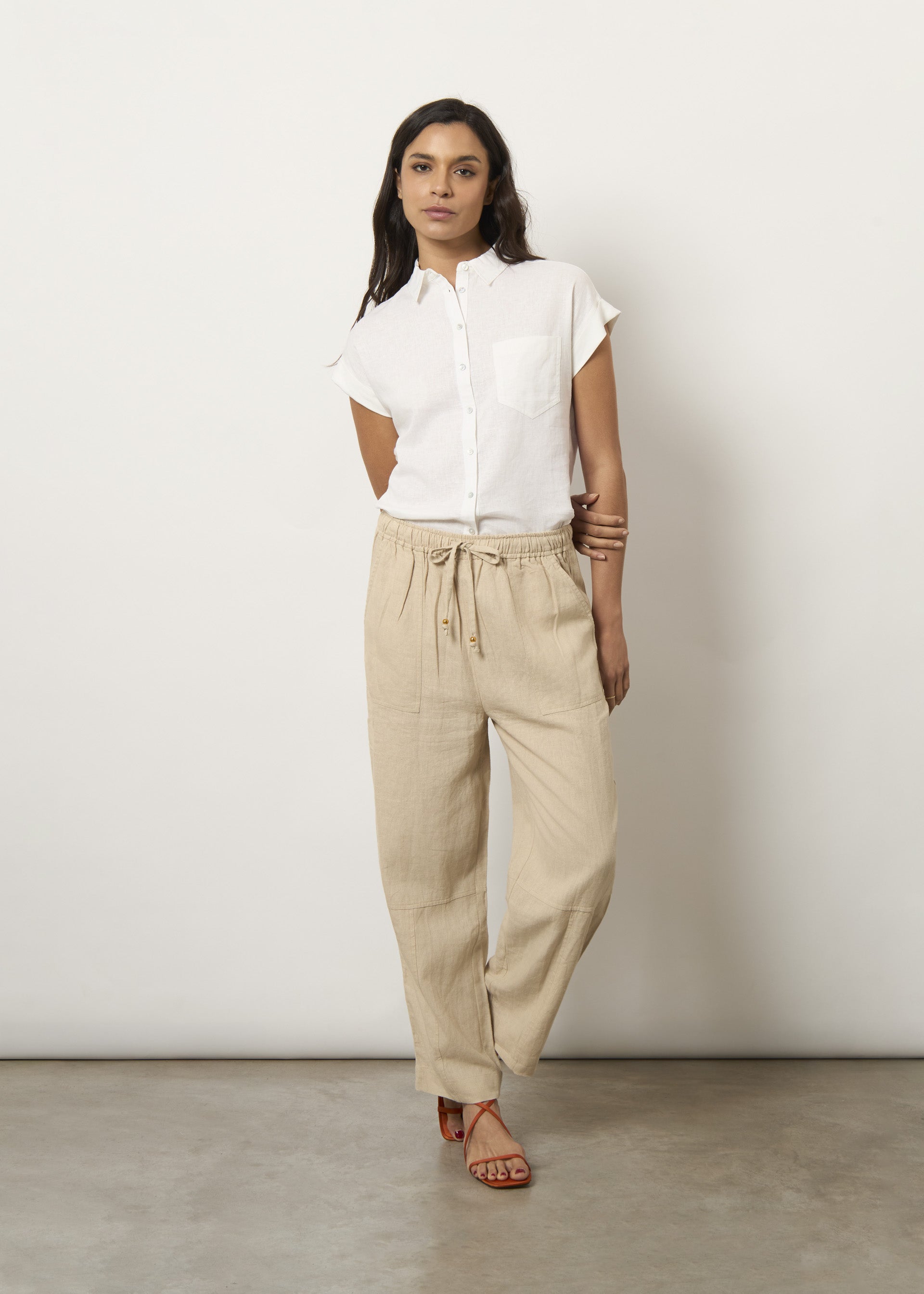 Pantaloni jogger in misto lino