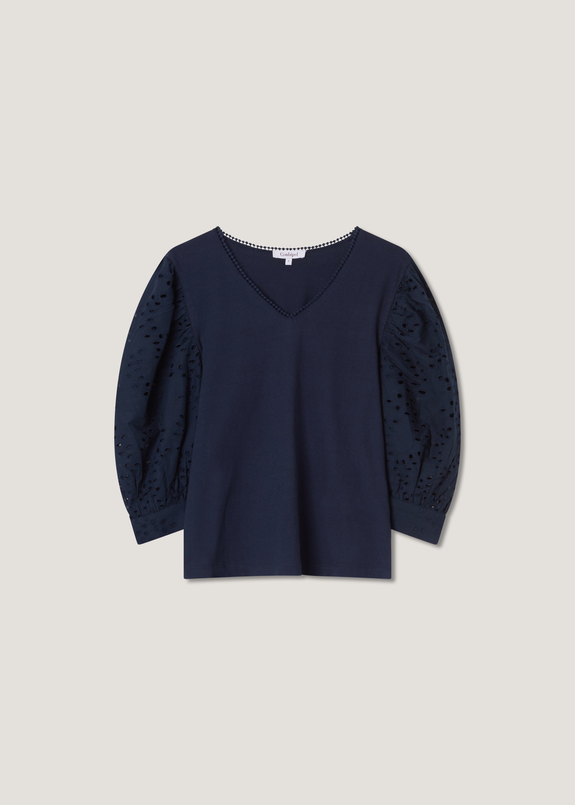 Blusa 100% cotone maniche sangallo