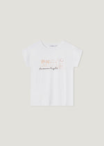 T-shirt in puro cotone stampa e strass