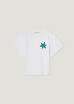 T-shirt in cotone stampa e strass