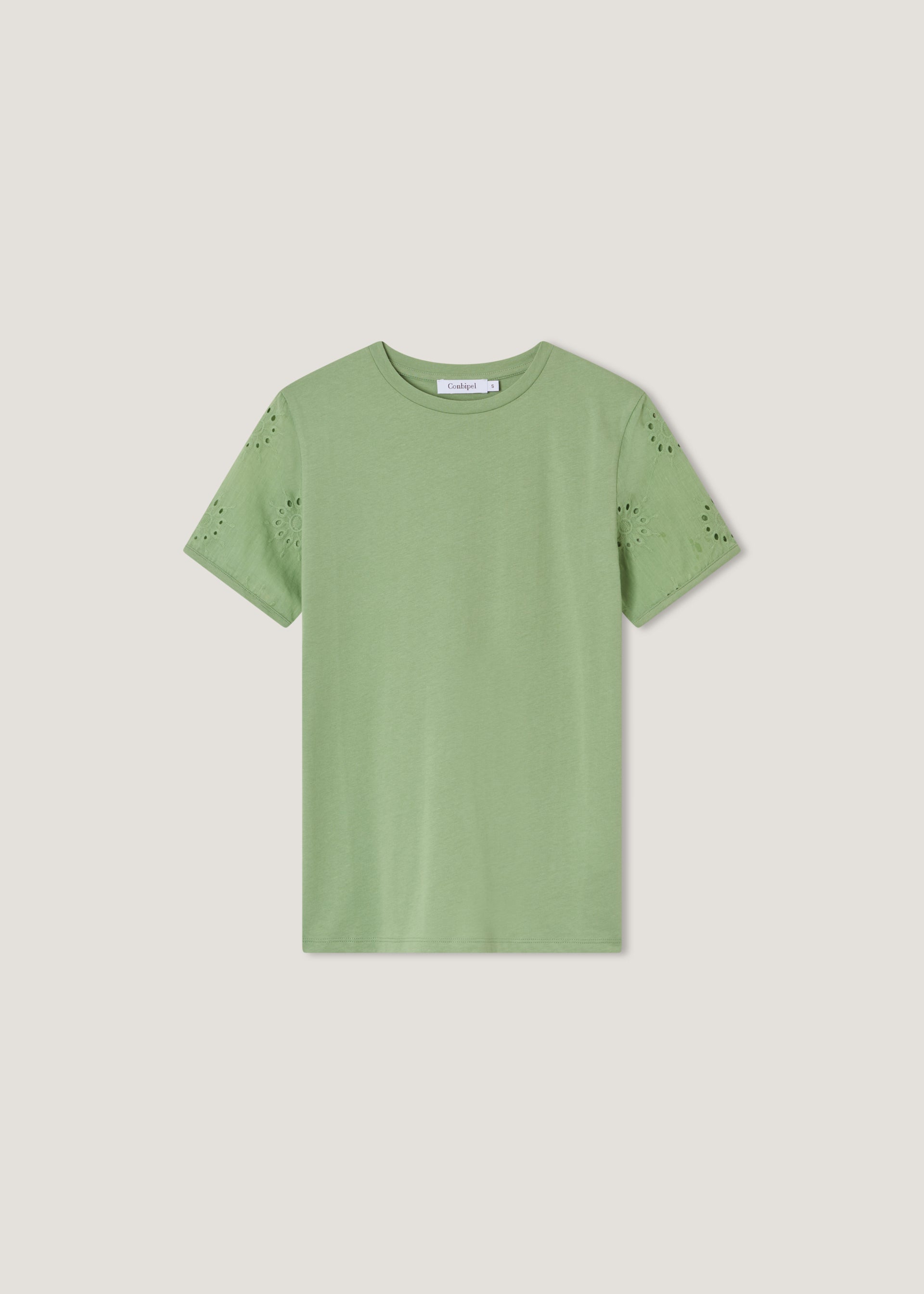 T-shirt in puro cotone con sangallo
