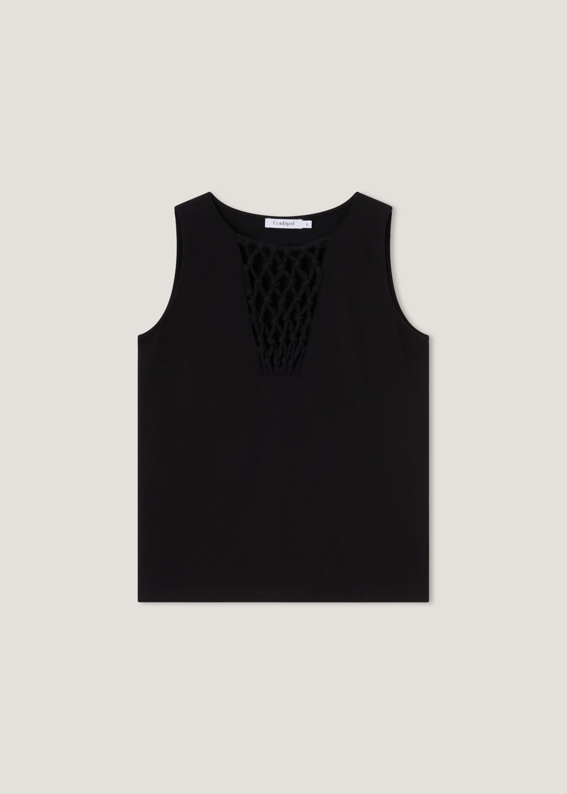 Top in cotone stretch con intarsio