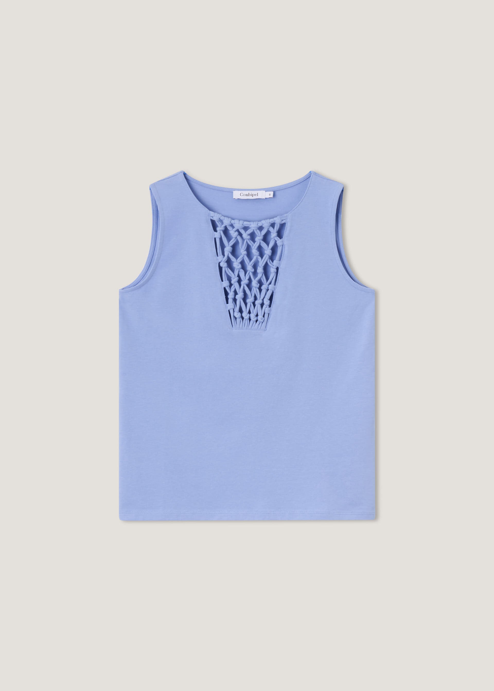 Top in cotone stretch con intarsio