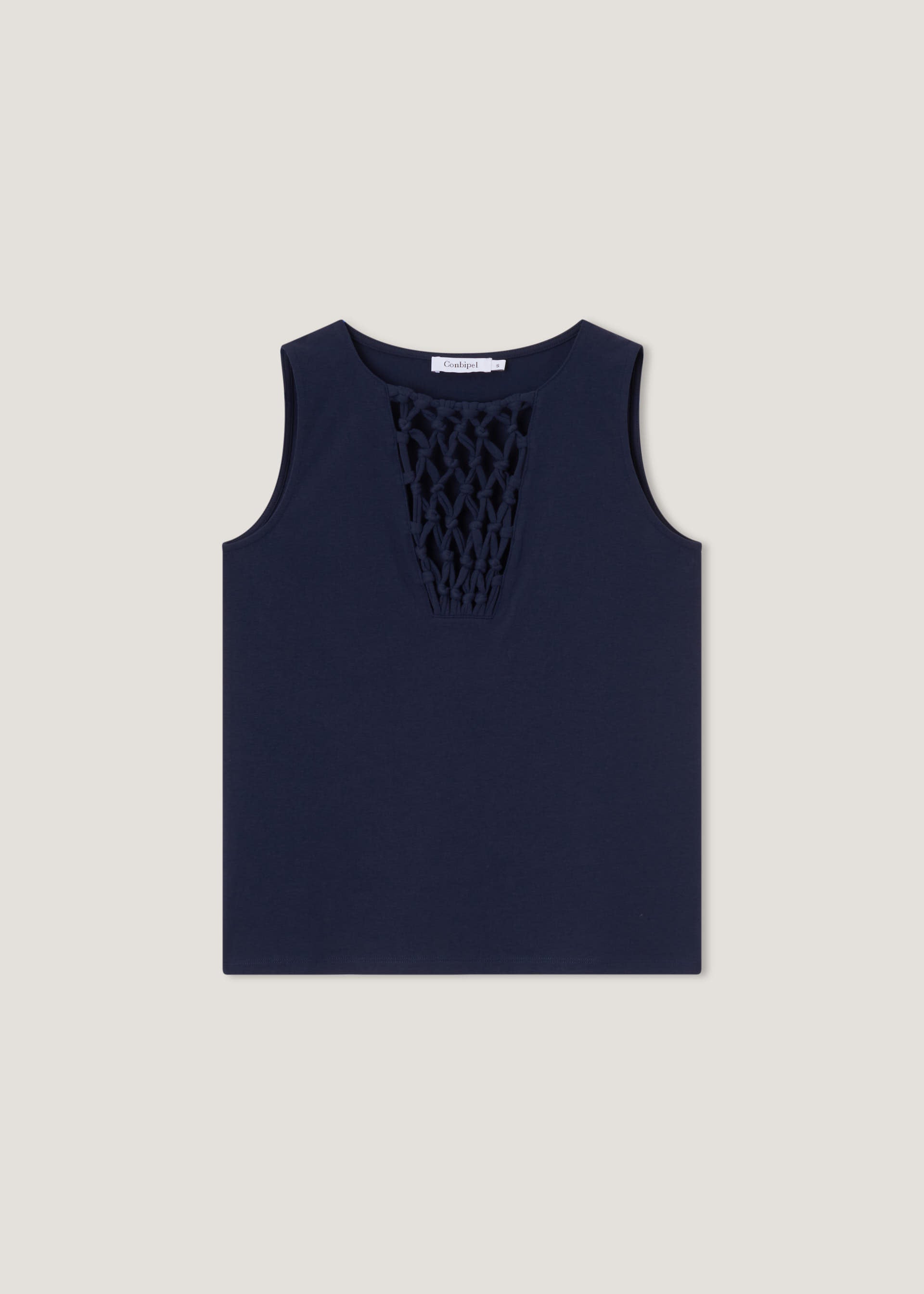 Top in cotone stretch con intarsio