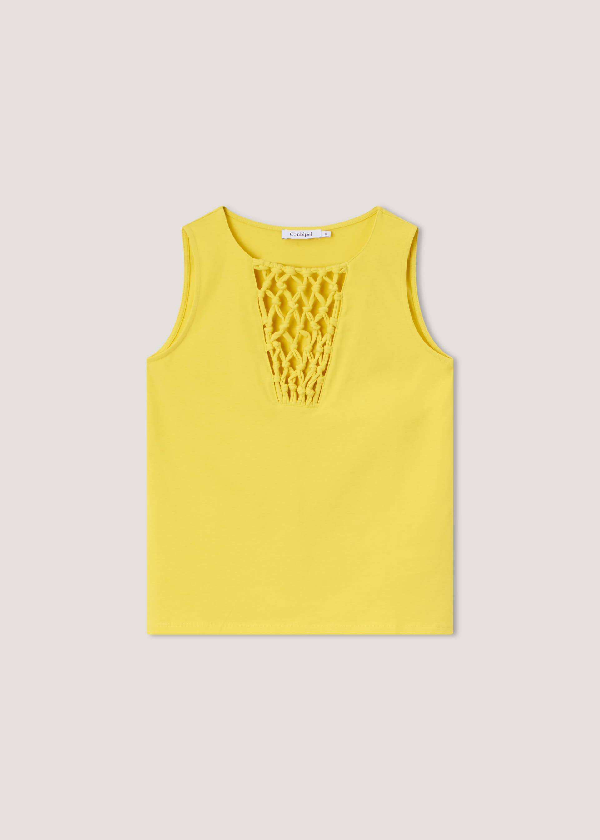 Top in cotone stretch con intarsio