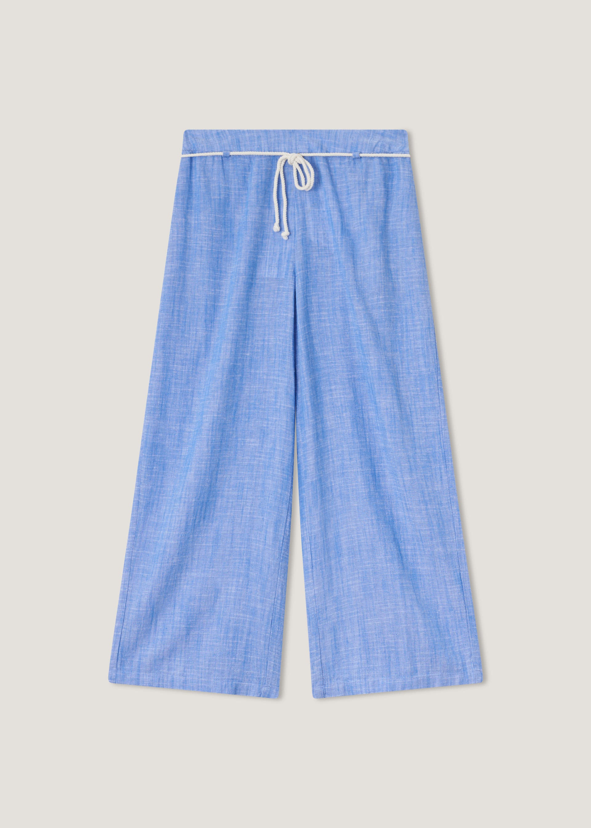 Pantaloni ampi in chambray di misto lino