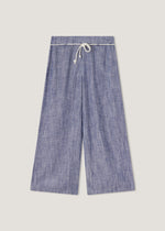 Pantaloni ampi in chambray di misto lino