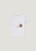 T-shirt puro cotone ricamo e applicazioni