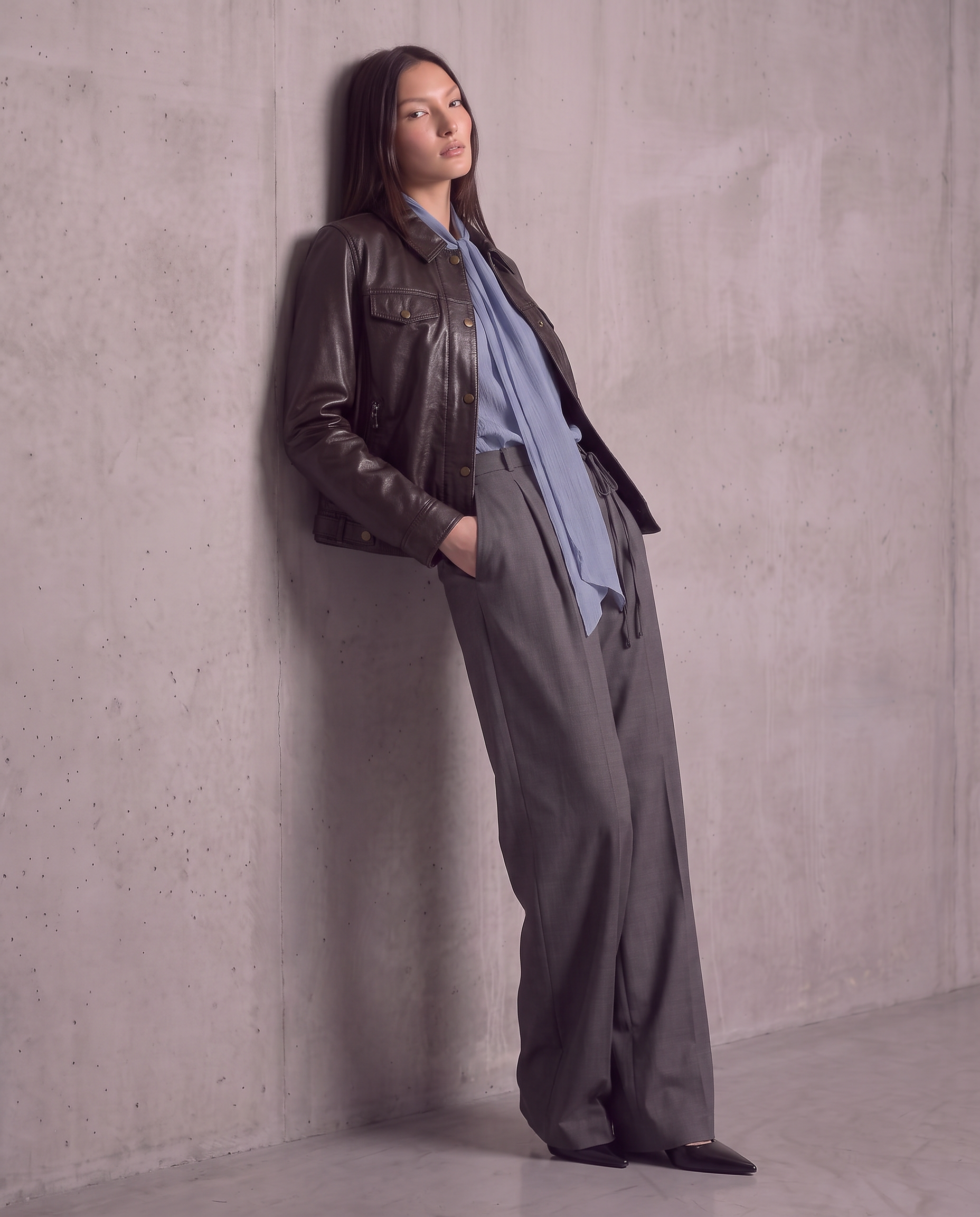 Giacca in pelle con zip