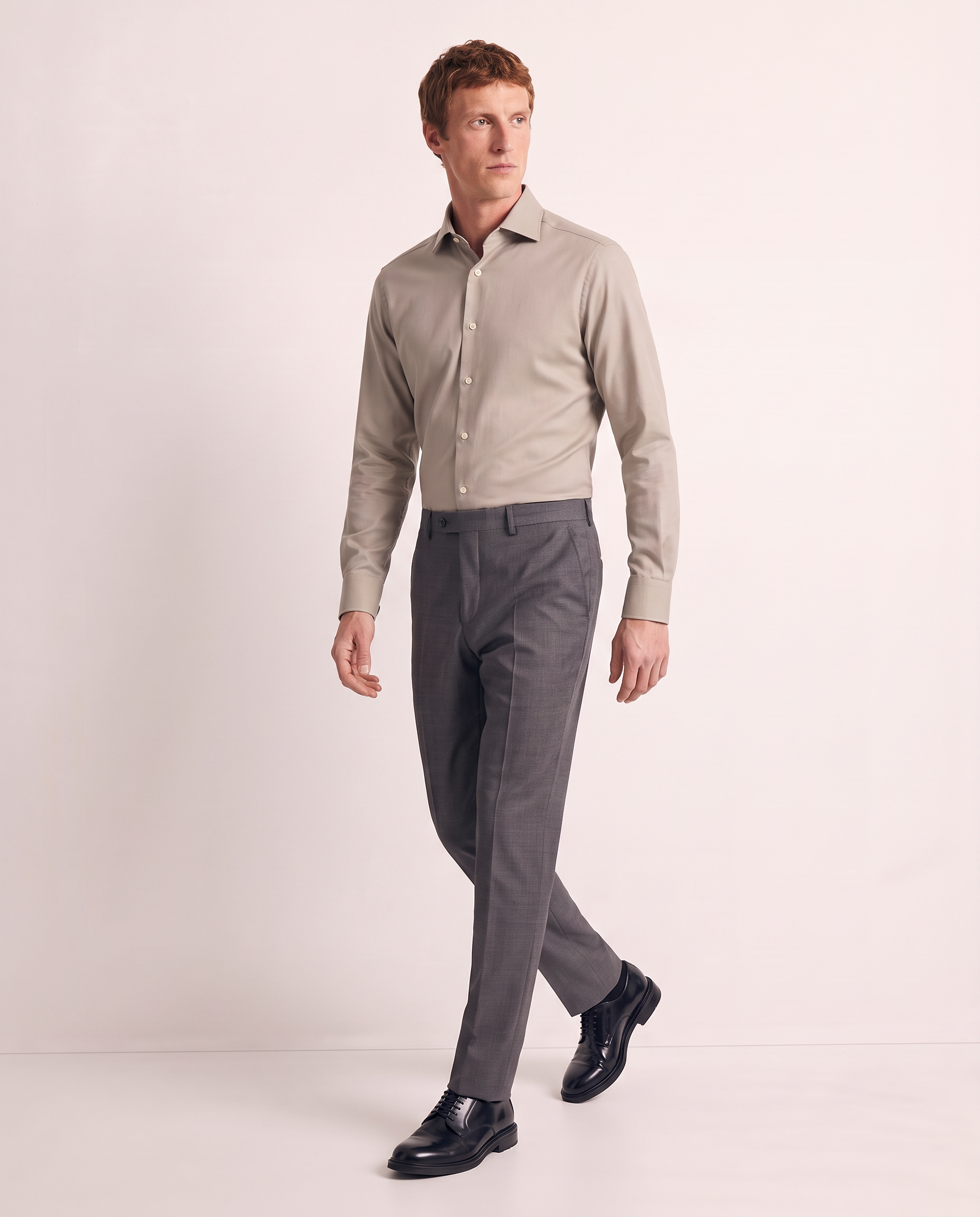 Camicia no stiro aderente in twill