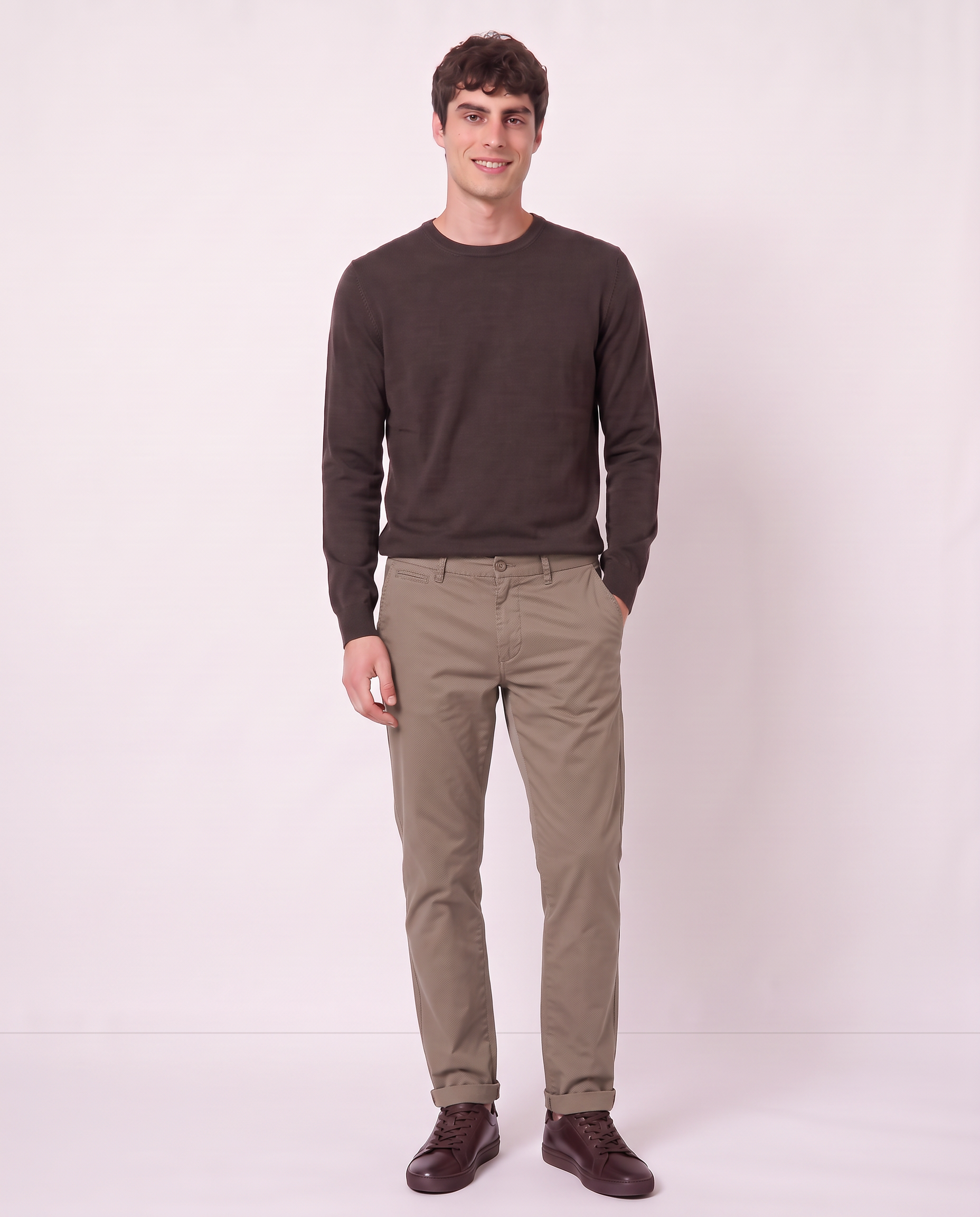 Pantaloni in raso di cotone stretch