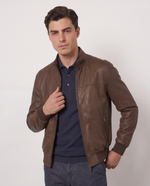 Bomber in pelle collo alto
