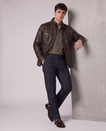 Field jacket in vera pelle