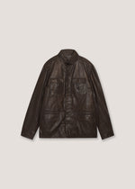 Field jacket in vera pelle