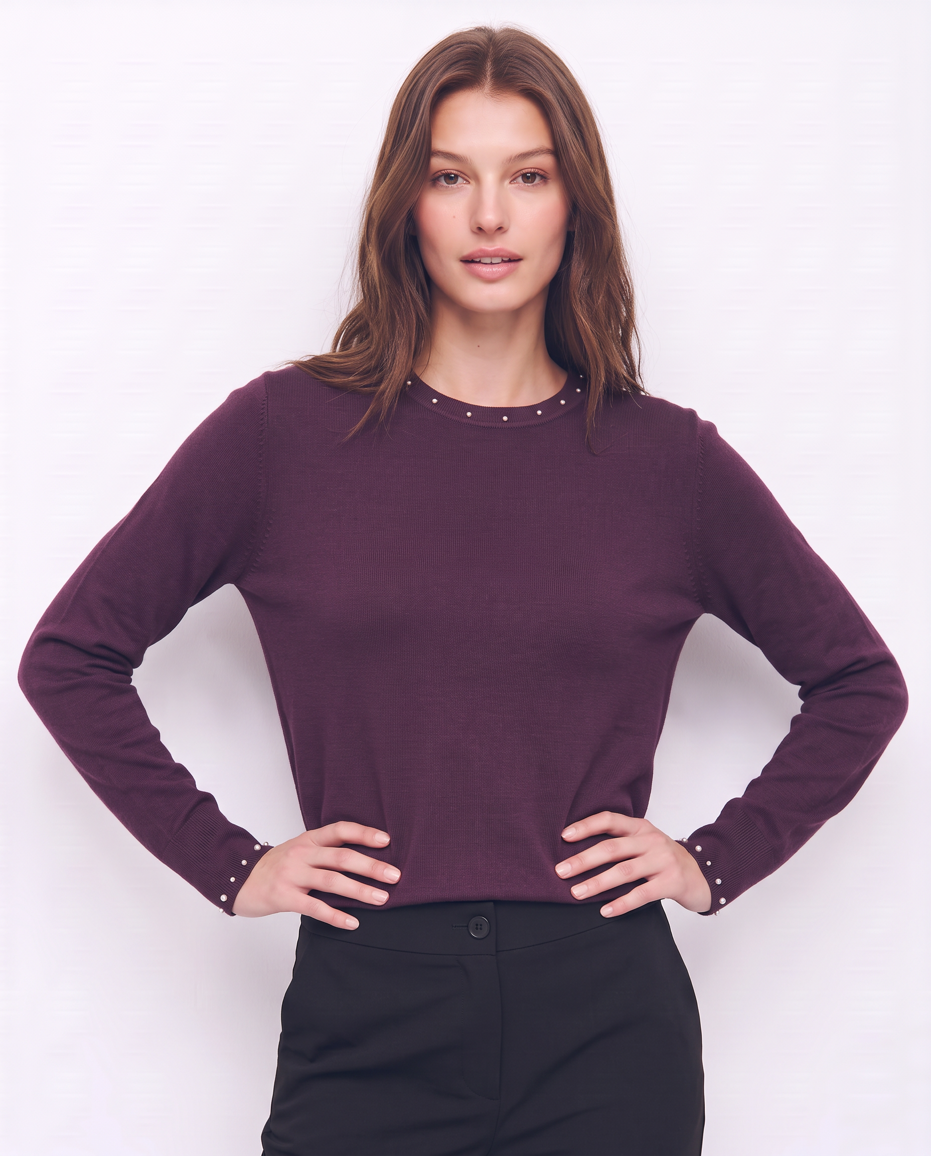 Maglia a maniche lunghe con borchie