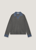 Pullover scollo V inserto camicia