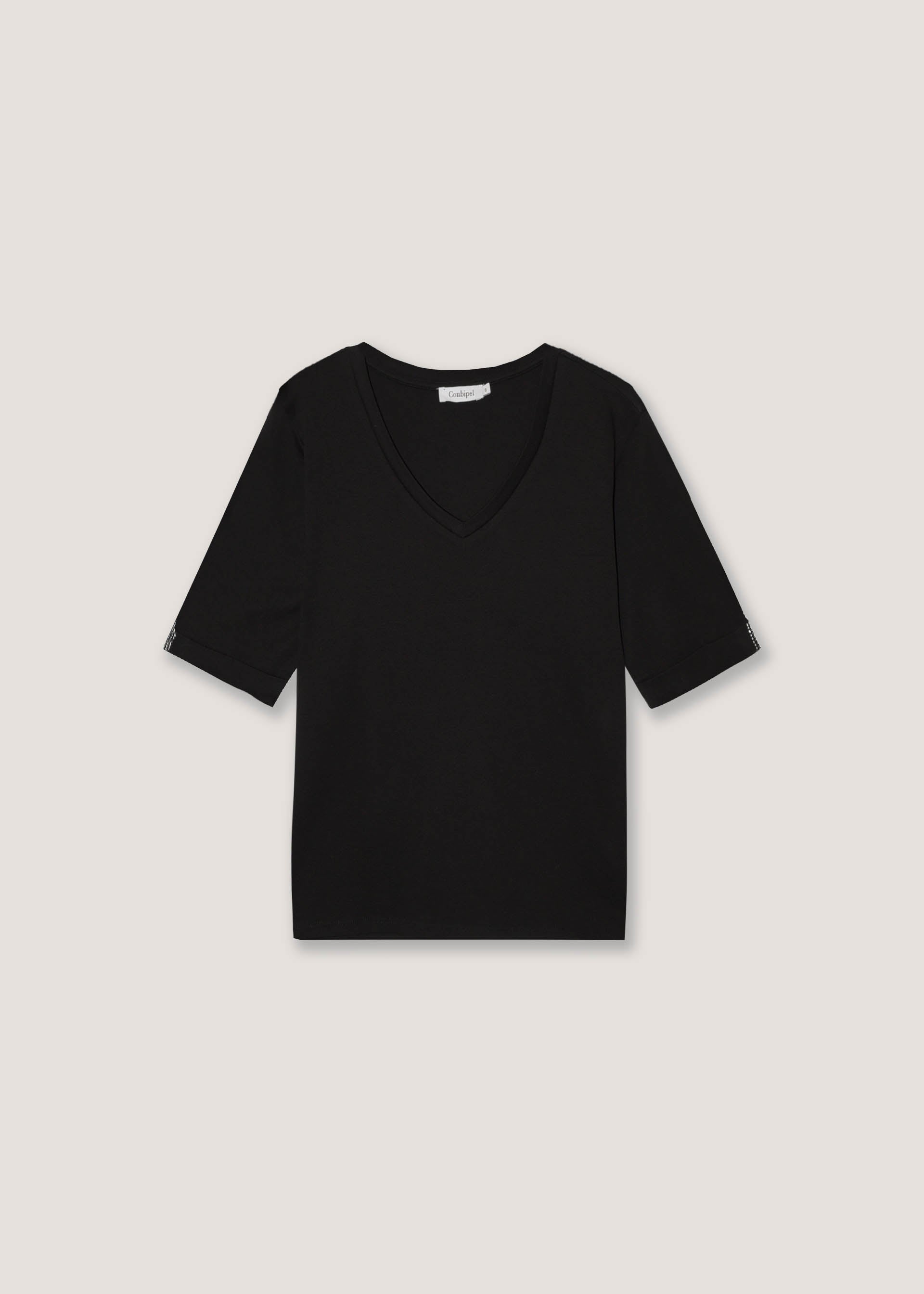 T-shirt scollo V in puro cotone