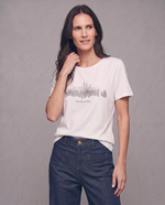 T-shirt scollo rotondo con strass