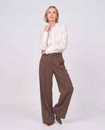 Camicia in misto lino con rouches
