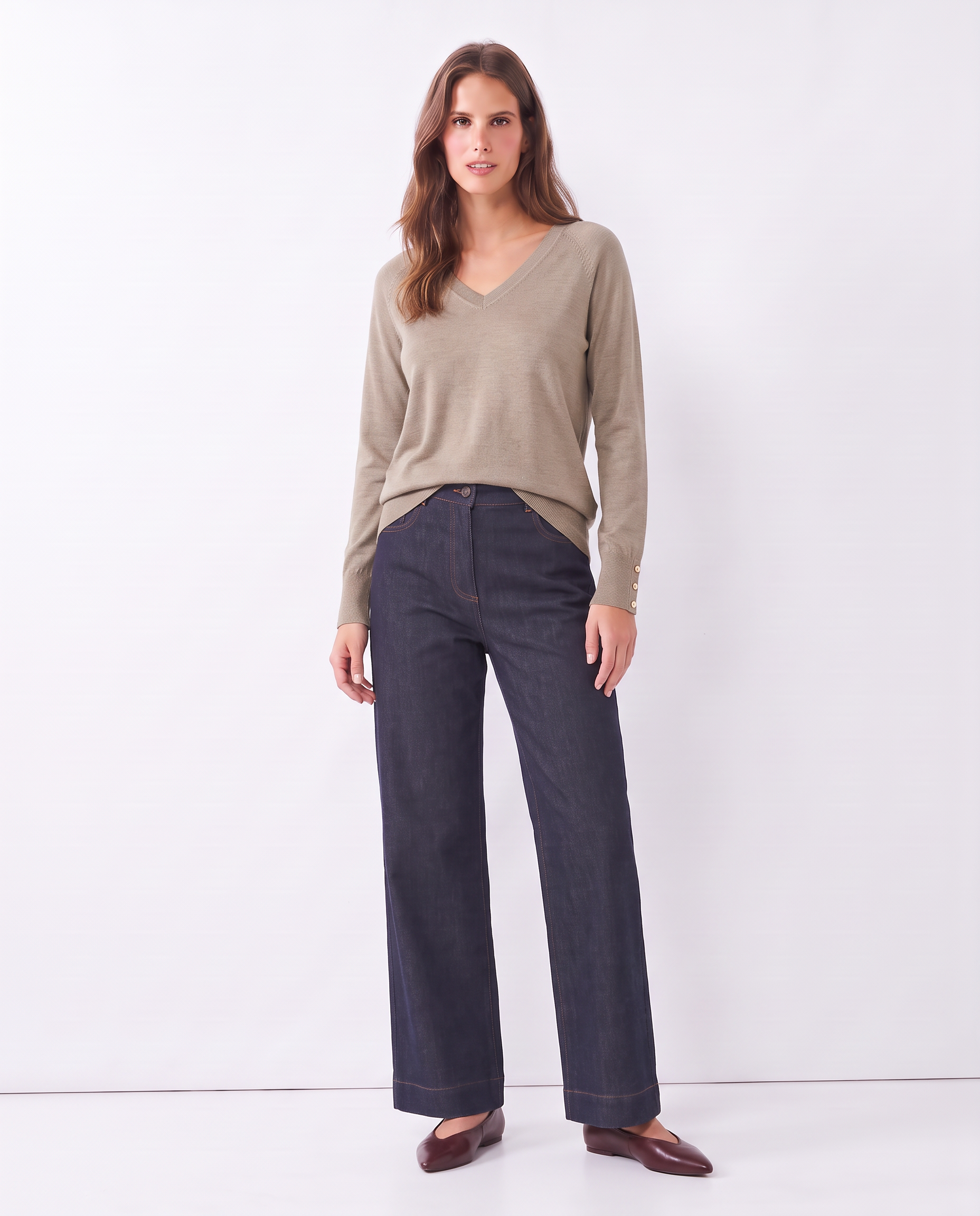 Maglia a maniche lunghe con scollo a V