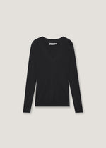 Pullover a coste scollo a V