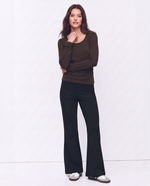 Pantaloni a zampa vita elastica