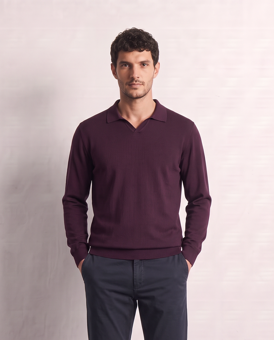 Polo a maniche lunghe in maglia