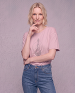 T-shirt girocollo con strass frontali